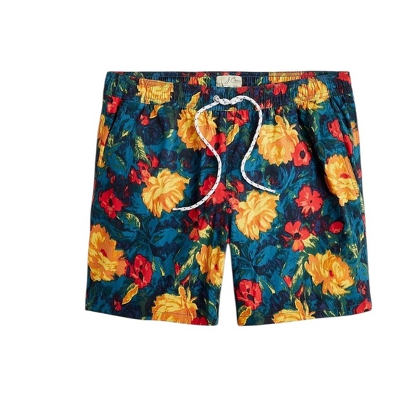 J. Crew Men’s Swim Trunk in Floral Print, NWOT Size L - Picture 2 of 2